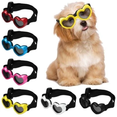 1 Pcs Heart-shaped Dog Sunglasses Waterproof UV Protection with Adjustable Strap