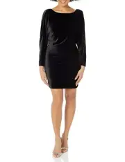 Aidan By Aidan Mattox Women's Red Velvet Calf Sheath Dress: Black Size: 12