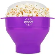 Popco Silicone Microwave Popcorn Popper 4qt Collapsible Dishwasher Safe Orchid