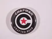 BEER BUTTON Pinback ~ CHAPMAN Crafted Beer Brewery ~ Orange County, CALIFORNIA