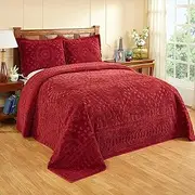 Better Trends Rio Collection is Super Soft and Light Weight in Floral Design 100% Cotton Tufted Unique Luxurious Machine Washable Tumble Dry, Full/Double Bedspread, Burgundy
