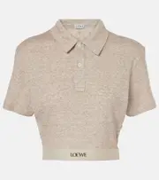 [Loewe] Loewe Logo cotton and wool crop top UK 12 beige