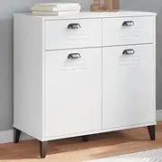 Buffet Cabinet, Sideboard with 2 Drawers, Storage Cabinet with 2 Doors, Coffee Bar Station, Wood Kitchen Table for Dining Room, 80x40x80 cm, White