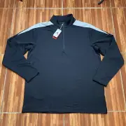 NWT Antigua Mens Lg Desert Dry 1/4 Zip Pullover Blk Christmas Promise Santa
