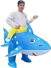 Adult Inflatable Shark Fancy Dress Costume Blow up Funny Riding Shark Air Costume for Party Cosplay Halloween Xmas