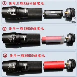 信捷【A10】CREE XM - L2強光手電筒 伸縮變焦 LED 使用26650鋰電池 南極光 Q5 T6