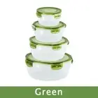 Green Round Plastic Food Storage Containers Set - Microwave-Safe Bento Boxes wit