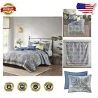 Breathable 6-Piece Tangiers Coverlet Set with Decorative Pillows - Circle Blue