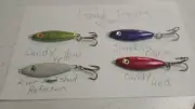 20-1 oz shad jigging spoons SJS-2,5 of each color in picture, #4 BN treble hook