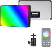 360° Full Color P graphy Light Prof ional Video Light Bi-Color Tempe ure 3000K-6500K Dimmable with APP Control Grid Soft Cover Storage Bag or Vlog Recording Camera Black One Size