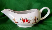Large Debbie Mumm Christmas Snowman China Gravy Boat / Sauce, MINT