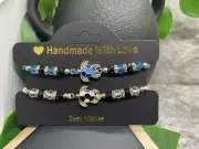 3 PC Handmade Beaded Boho Adjustable Tie Charm Bracelet Set Turtle B3992