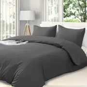 LINENOVA 2000TC Hotel Soft Quilt Cover Pillowcases Set(Dark grey,Queen)