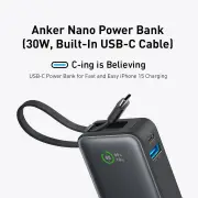 Anker Nano 10K 30W Power Bank with Built-In USB-C Cable (Black)