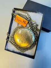 Alice in Wonderland Vintage Style Brass Watch With Chain Toy Collectible