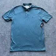 NEW Volcom Polo Mens Medium Blue Cotton Blend Short Sleeve Collared Logo