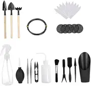 Succulent Tools Set Mini Garden Tools Set Succulent Transplanting Tools Bonsai Tool Kit for Gardening Plant Care Balck