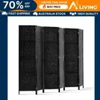 6 Panel Room Divider Screen 245x170cm Woven Black Privacy Partition Home D 6P-BK
