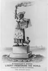 Barsqualdi's statue, Liberty frightening the world. Bedbugs Island, N.Y. Harbor