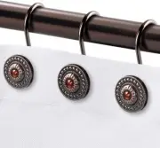 Bronze Shower Curtain Hooks, Decorative Shower Curtain Rings for Bathroom, Rust