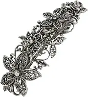 Vintage Silver Leafy Barrette Large Hair Clip