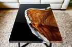 Black Solid Epoxy Coffee Table Live Edge Center Hallway Furniture Table Decor