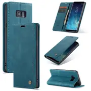 CaseMe Samsung Galaxy S8+ Plus Classic Leather Folio Case Cover Skin [Teal Green]