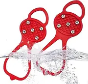 [generic] Shoe Spikes | Winter Ice Spikes for Boots with 5 Steel Studs,Anti Slip Snow Grips, Ice Fishing Cleats, Non Slip Rubber Gripper Over Shoes &