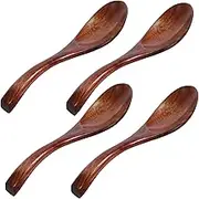 FUNNETOYU 4pcs Wooden Soup Spoons Dessert and Stirring Utensils Comfortable Milk Powder Spoons for Kitchen Use Safe Smooth Design for Soup Salad and More