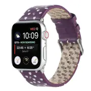 Catzon Leather Strap with Animal printed for iWatch Series SE 7 6 5 4 3 2 1-Purple
