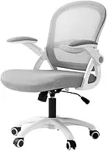 Artiss Ergonomic Office Chair Mesh Computer Desk Chairs with 105° Recline, Adjustable Seat Height and Armrests, with Mid Back and 360°-Swivel Seating White + Grey for Gaming Room Executive Home