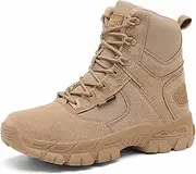 [NVBHOF] Outdoor High Top Tactical Boots, Lightweight Side Zipper Hiking Combat Boots, Breathable Military Training Desert Boots, for Hunting Work Safety Boots