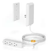 Flat Plug Extension Cord - 3 Outlets Power Strip with Detachable Ultra-Thin O...