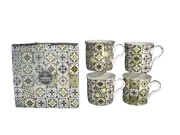 Black Azulejo Design Set of 4 mugs NEW Heritage Brand 300ml 10.5 oz ea