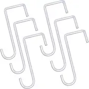 HOMIEST 6 Pack 2 x 6 inch Vinyl Fence Hooks Patio Hooks White Powder Coated Steel Hangers fits Easily for Indoor & Outdoor Hanging Lights, Plants & Planters, Bird Feeder, Pool Equipment