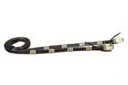 Western Dark Oil Blk & Nat Rawhide Braided Knots Leather Reins/Water Loop