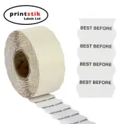 PRICE GUN LABELS,15,000 26 X 12mm WHITE PERMANENT WITH BLACK BEST BEFORE ,DANRO