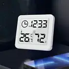 Digital Thermometer Humidity Meter with Clock LCD Display for Bedroom Office