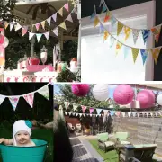 3.2m Triangle Flag Bunting Photo Props Cotton Bunting Banner for Baby Shower
