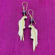 Sterling Silver Parrot Earrings & Amethyst/Handcrafted by Sassi LaMuth Jewelry