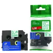 2/Pack 12mm LMe136 Green On Clear Tape for P-touch Models Label Maker