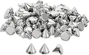 uxcell 100Pcs Acrylic Spike Cone Studs, 8x8mm Flat Back Sew on Glue on Punk Spike Beads for Garments, Shoes, Bags Embellishment (Silver Tone)