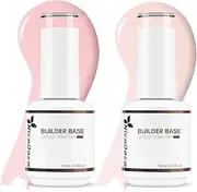 [Nicedeco] 8 in 1 Builder Base Gel Nail Polish 2 Pcs 15ml Nude Pink Color Soak Off LED U V Gel Nail Kit Manicure DIY Home for Women Cruelty-free & Vegan