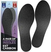 [ESTCARBON] 2 Piece Carbon Fiber Insoles for Men & Women - Ideal Carbon Fiber Inserts for Basketball, Volleyball, Hiking, and Recovery | Fits All Sneakers and Shoes - Enhances Athletic Performance Matrix, Black,