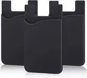 3 Pcs Black Adhesive Phone Wallet, Ultra Thin Stick-On Silicone Credit Card Holder Sticker Adhesive Cell Phone Wallet Compatible for Android Smart Phones Card Holder Professional