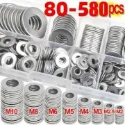 Stainless Steel 80-580pcs Assortment Set - Flat Washers Kit with Custom Storage