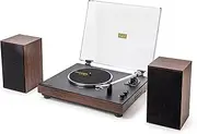[Roxel] VRP-120 Turntable with Bookshelf Speakers, Vinyl Record Player with 3 Speed 3 Size Belt Driver Turntable, BT Streaming, Magnetic Cartridge, Vinyl-to-MP3 Recording, Walnut
