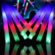 Jiahz Glow Sticks Bulk, 32 PCS Foam Sticks, LED in The Dark Party Supplies with 3 Modes Colorful Flashing, Pack for Wedding, Concert, Party, Blue, Green, Red, Flashing