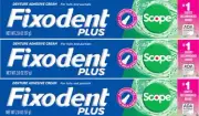 Fixodent Plus Denture Adhesive Cream Scope 2oz each *Three Pack*