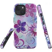 For iPhone 15 Plus Case, Shielding Cover, Flower Swirls